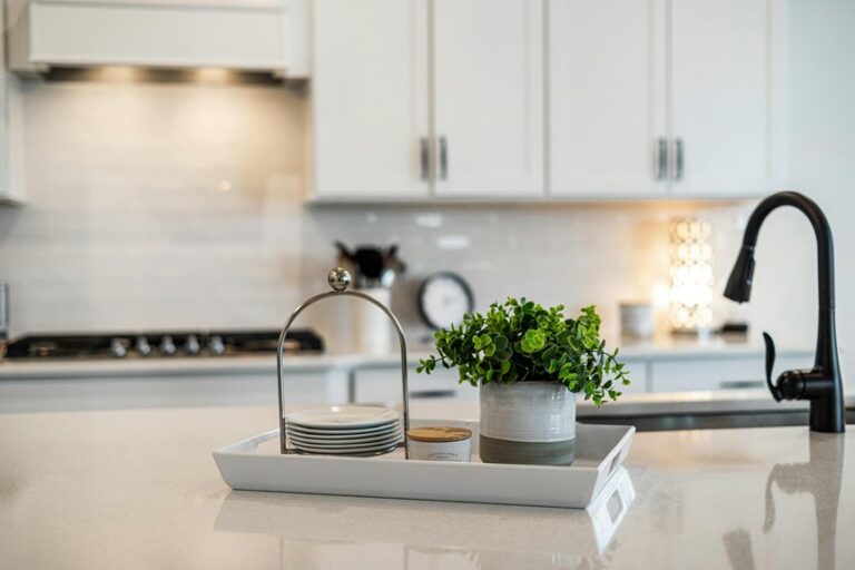 neat functional kitchen counter decor
